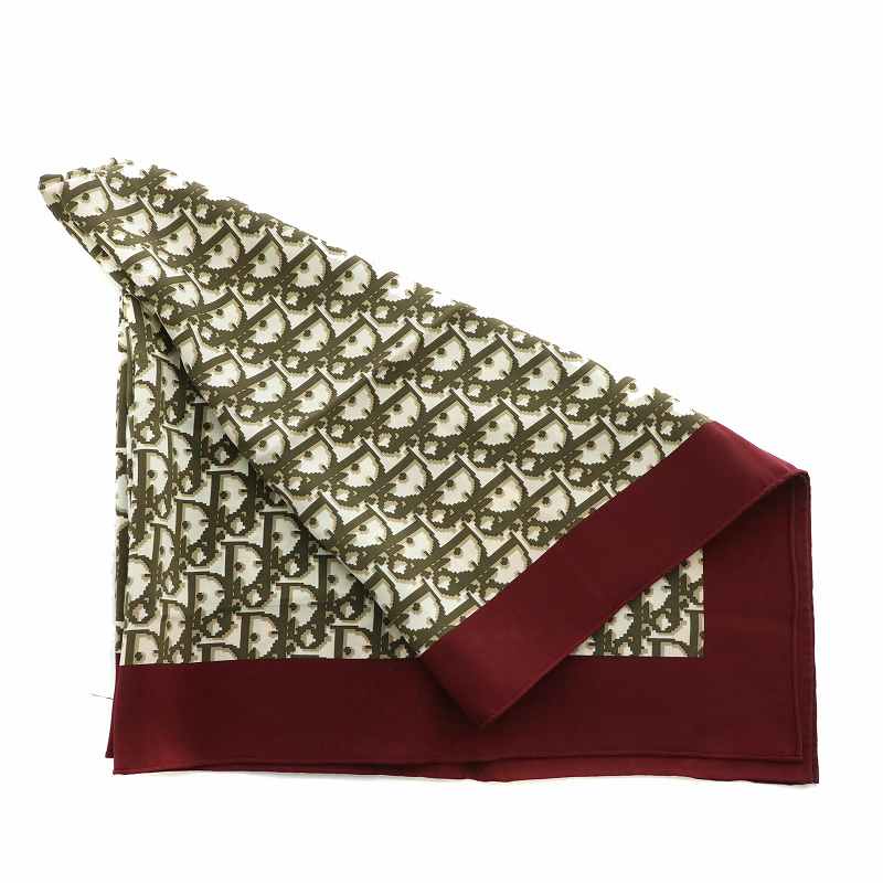 新品未使用ChristianDiorシルクストール ボルドー トロッター柄