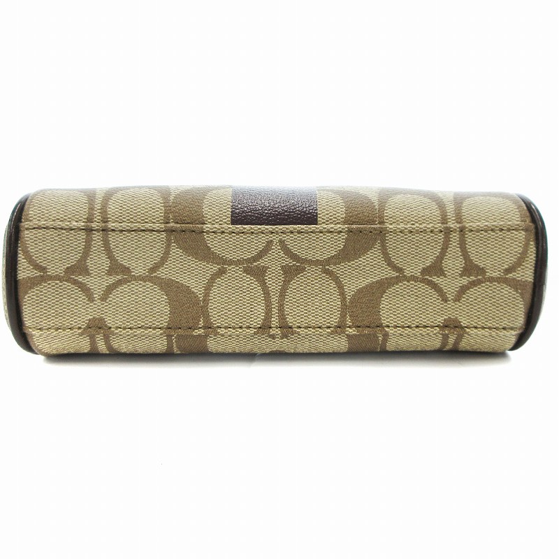 新品同様　COACH　コーチ　ポーチ　シグネチャー　pvc　茶色　ゴールドロゴ COACH コーチ シグネチャー ポーチ ベージュ ゴールド