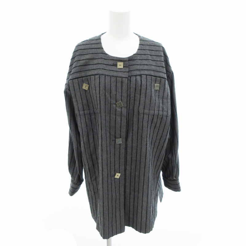 GIVENCHY ジバンシー ノーカラージャケット ヴィンテージ 9号 M ジバンシィ GIVENCHY ヴィンテージ ノーカラージャケット ストライプ