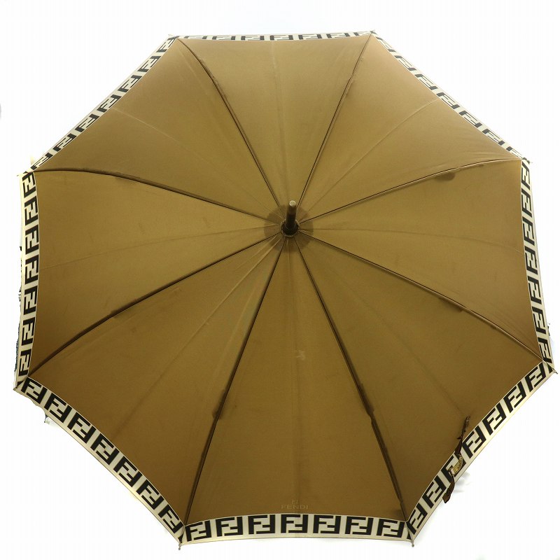 フェンディ FENDI 雨傘 長傘 パラソル ロゴ ズッカ柄 総柄 ベージュ