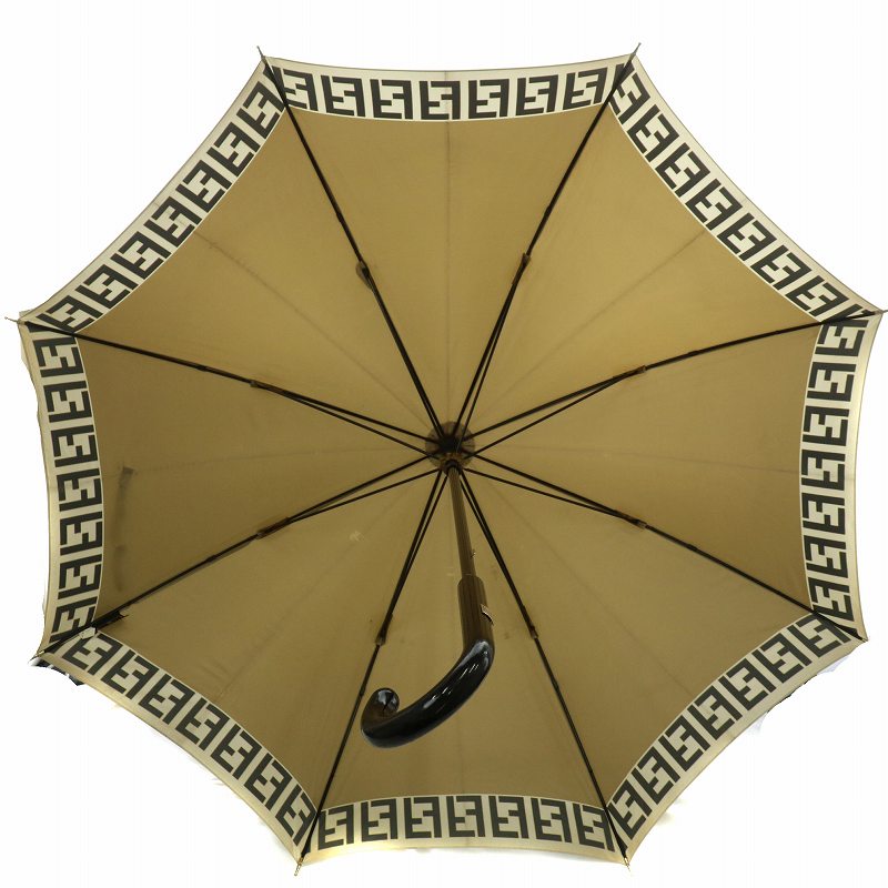 フェンディ FENDI 雨傘 長傘 パラソル ロゴ ズッカ柄 総柄 ベージュ