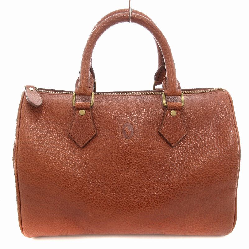 ラルフローレン RALPH LAUREN 美品 ミニボストンバッグ レザー 茶 