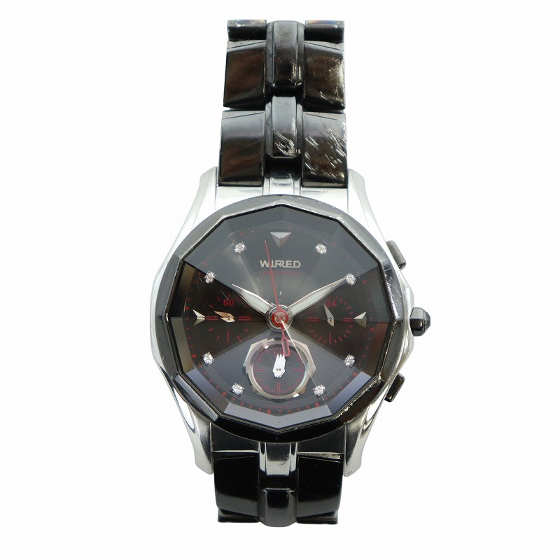 ワイアード WIRED 腕時計 ウォッチ クォーツ 黒文字盤 クロノグラフ