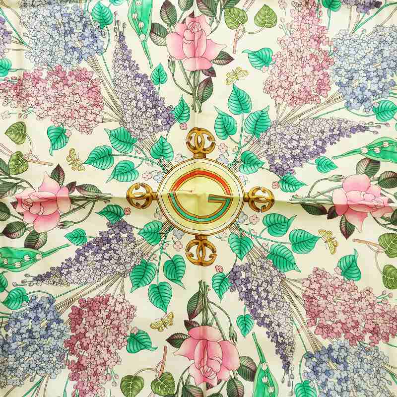 GUCCI(グッチ) スカーフ - 花柄 GUCCI グッチ 大判スカーフ シルク 花