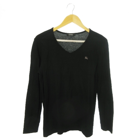 BURBERRYロゴ刺繍 ブラック長袖カットソー