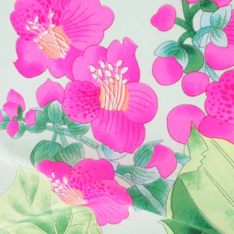 レオナール LEONARD スカーフ 大判 スクエア ザクロ 百合 リーフ 花柄