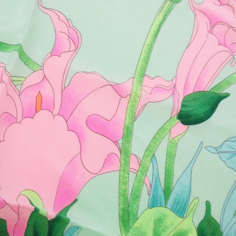 レオナール LEONARD スカーフ 大判 スクエア ザクロ 百合 リーフ 花柄