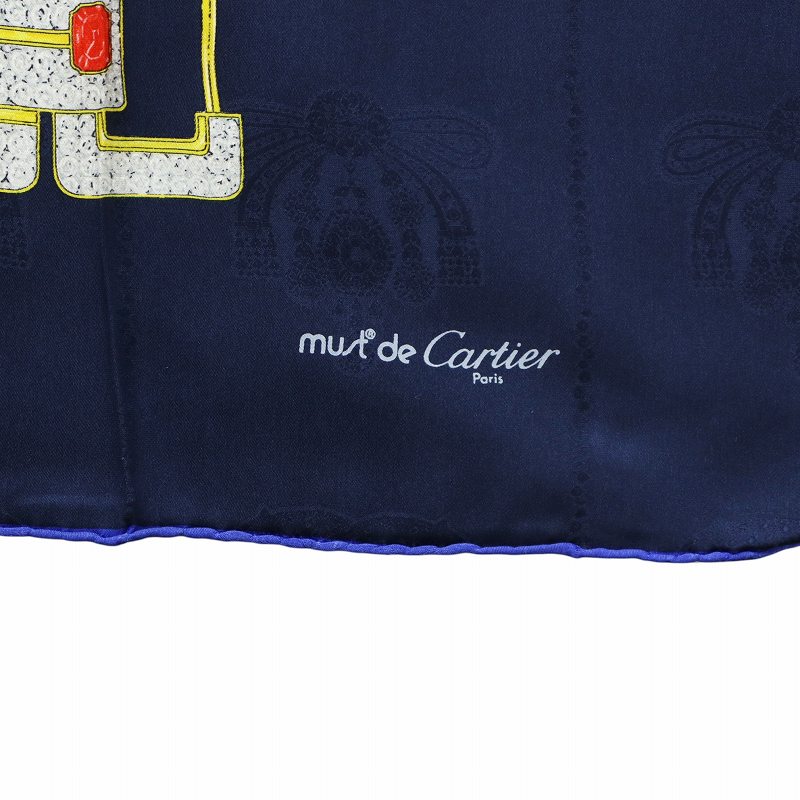 カルティエ Cartier 大判スカーフ ストール 絹 シルク ロゴ 総柄