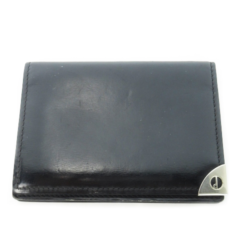 ダンヒル dunhill カードケース 名刺入れ 二つ折り レザー 本革 メタルロゴ 黒 ブラック /CK21 ■GY18 メンズ