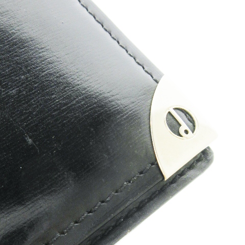 ダンヒル dunhill カードケース 名刺入れ 二つ折り レザー 本革 メタルロゴ 黒 ブラック /CK21 ■GY18 メンズ