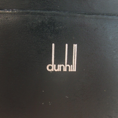 ダンヒル dunhill カードケース 名刺入れ 二つ折り レザー 本革 メタルロゴ 黒 ブラック /CK21 ■GY18 メンズ
