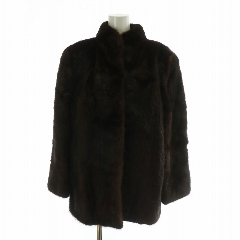 ノーブランド ファーコート アウター 毛皮 ミンク ミドル 肩パッド 13