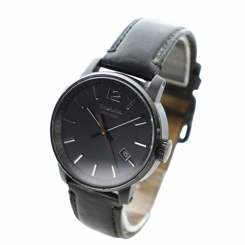 コーチ COACH 腕時計 ウォッチ クォーツ カレンダー付き 黒文字盤  