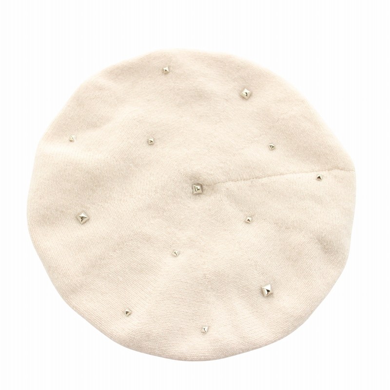 エルメス HERMES イタリア製 帽子 ベレー帽 カシミヤ スタッズ