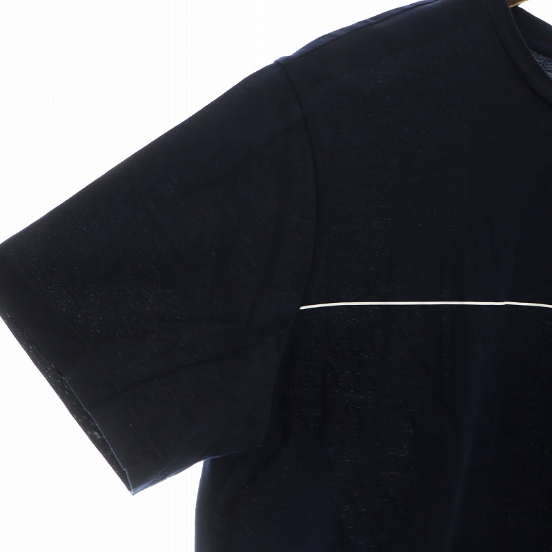 PRADA ネイビー フリル付き半袖Tシャツ プラダ PRADA フリルカットソー 綿 ネイビー 紺 表記サイズXS
