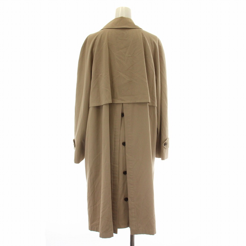 バーバリーズ Burberrys 90s 白タグ ヴィンテージ ステンカラー コート ロング ラグラン 裏地チェック柄 比翼ボタン 7AR S ベージュ /XZ ■GY18 レディース