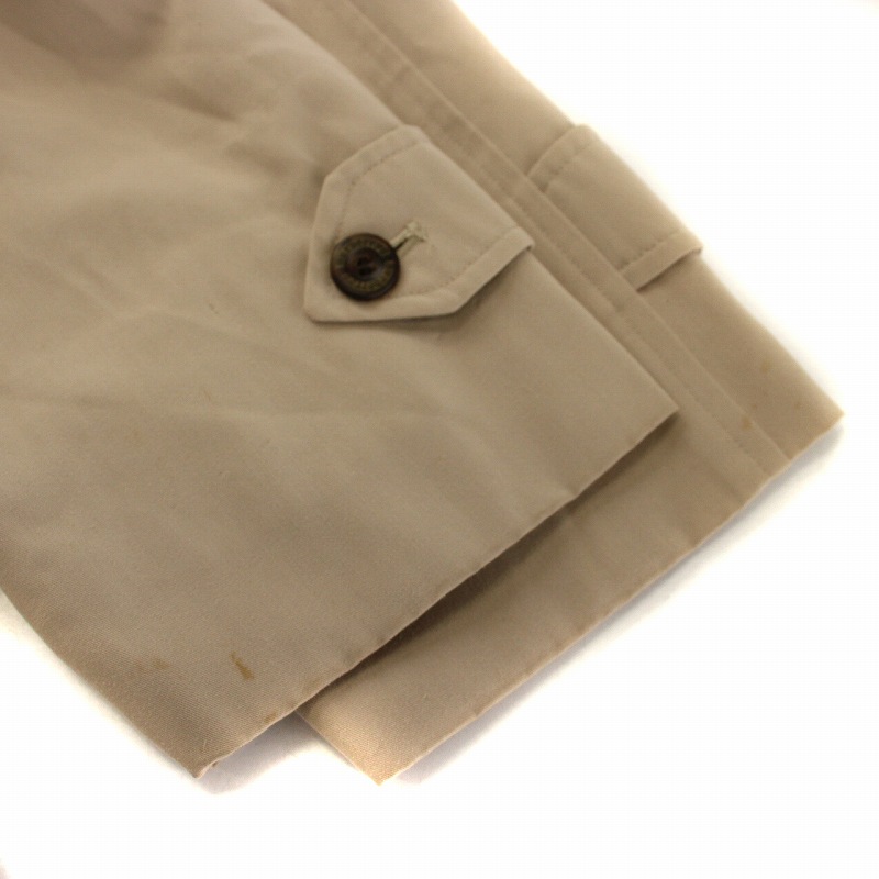 バーバリーズ Burberrys 90s 白タグ ヴィンテージ ステンカラー コート ロング ラグラン 裏地チェック柄 比翼ボタン 7AR S ベージュ /XZ ■GY18 レディース