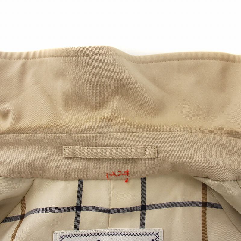 バーバリーズ Burberrys 90s 白タグ ヴィンテージ ステンカラー コート ロング ラグラン 裏地チェック柄 比翼ボタン 7AR S ベージュ /XZ ■GY18 レディース