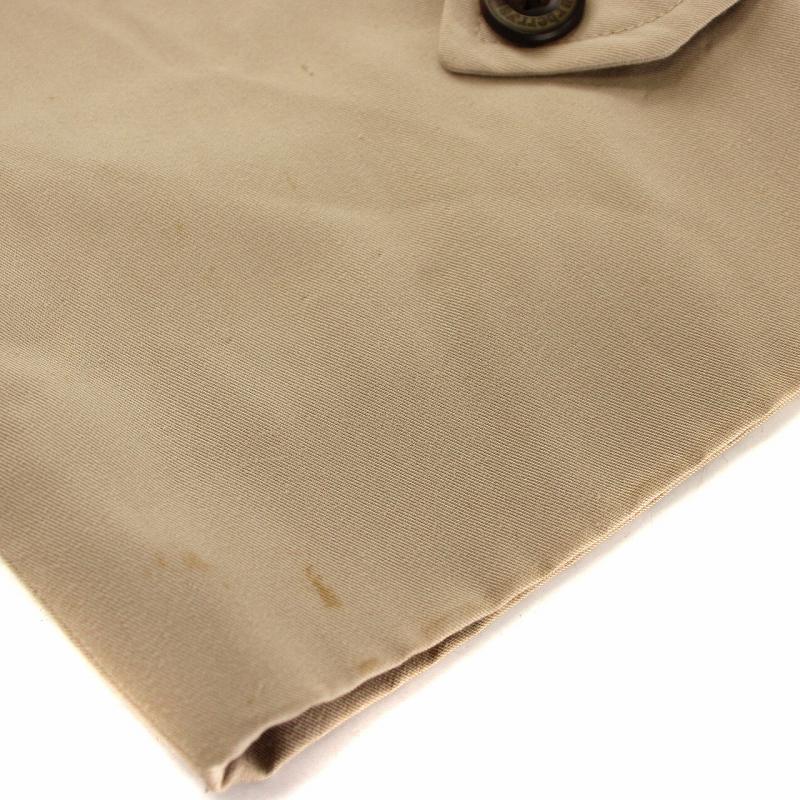 バーバリーズ Burberrys 90s 白タグ ヴィンテージ ステンカラー コート ロング ラグラン 裏地チェック柄 比翼ボタン 7AR S ベージュ /XZ ■GY18 レディース