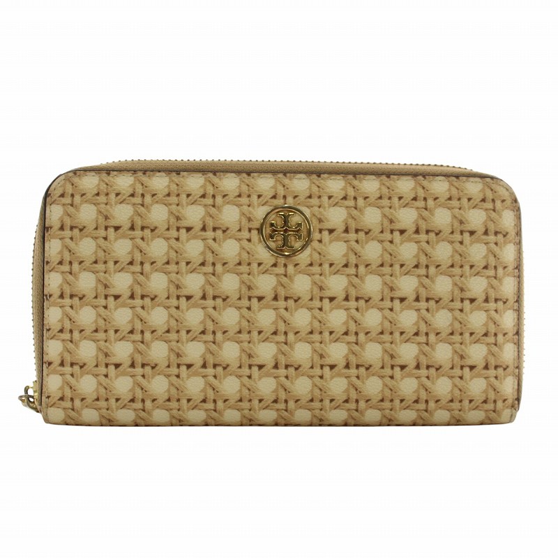 トリーバーチ TORY BURCH 長財布 PVC レザー ラウンドファスナー 総柄
