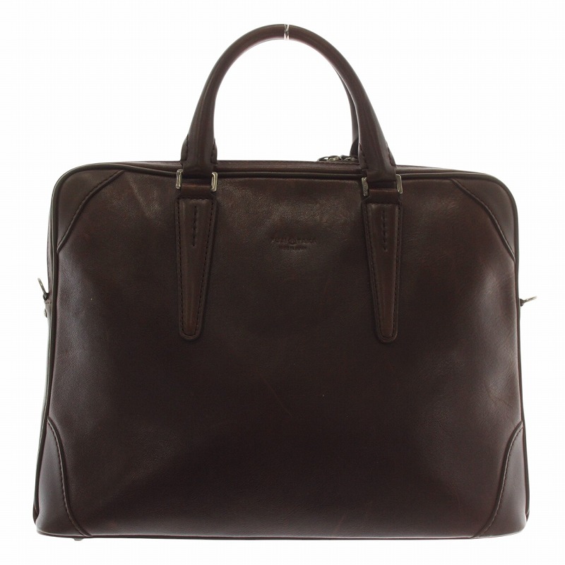 フジタカ FUJITAKA ビジネスバッグ ブリーフケース レザー ロゴ 茶色