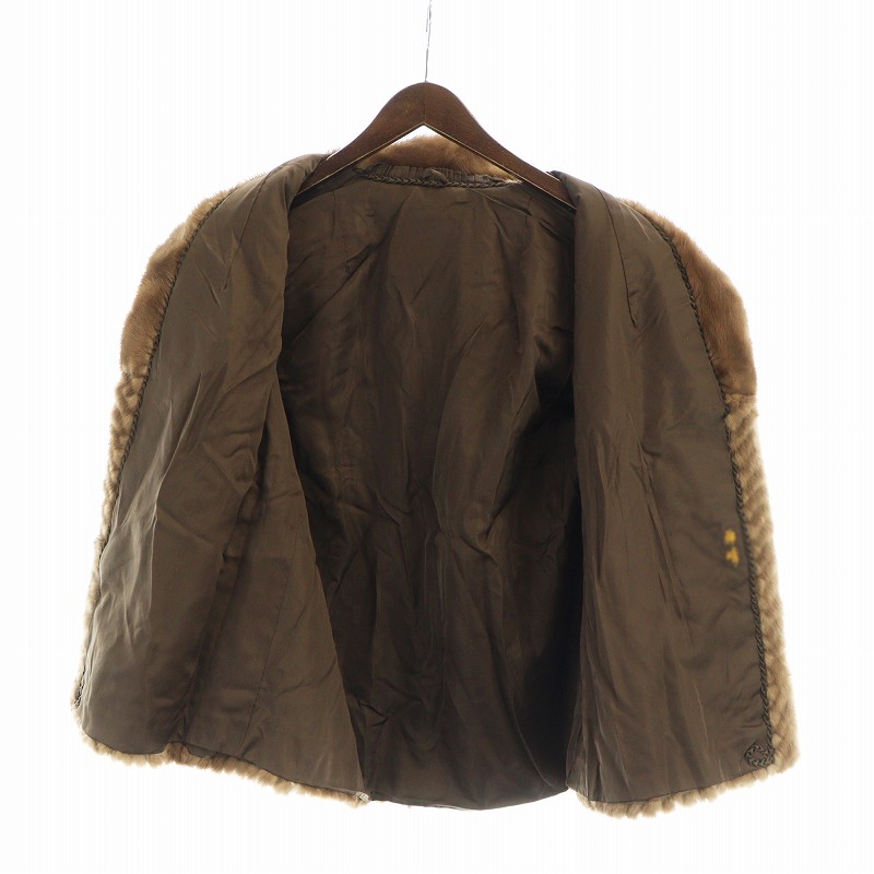 ノーブランド品 毛皮コート ミンクファー 長袖 ミドル 総裏地 ネーム