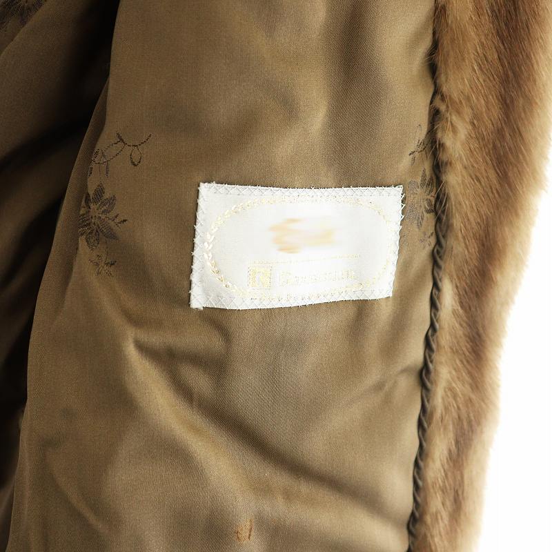 Repos 毛皮コート ミンクファー 長袖 ミドル 総裏地 ネーム刺繍