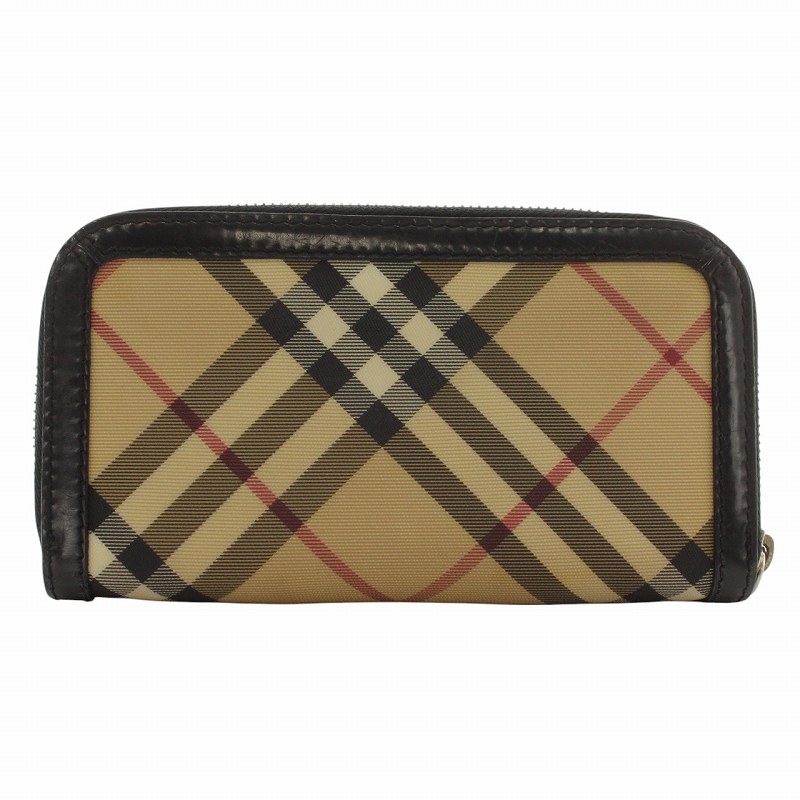 バーバリー 長財布 ラウンドファスナー ノバチェック レザー PVC