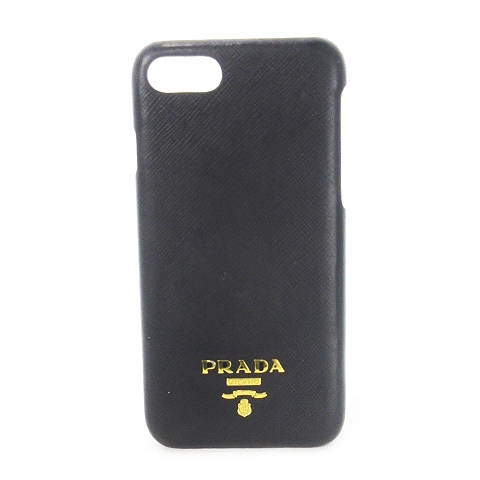 PRADA プラダ　ブラック ブラッシュドレザー　iPhoneケース プラダ iPhoneケース サフィアーノレザースマホケース黒 PRADA