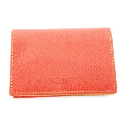 セリーヌ CELINE カードケース 名刺入れ 二つ折り レザー 革 シボ革