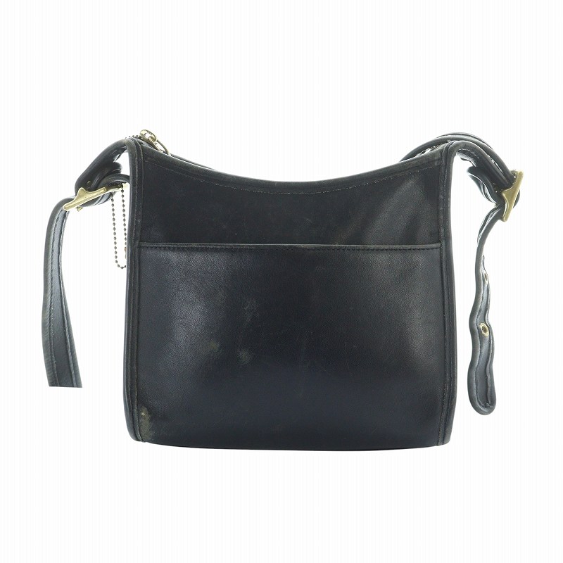 OLD COACH レザー ショルダーバッグ 紺 USA製 ビンテージ