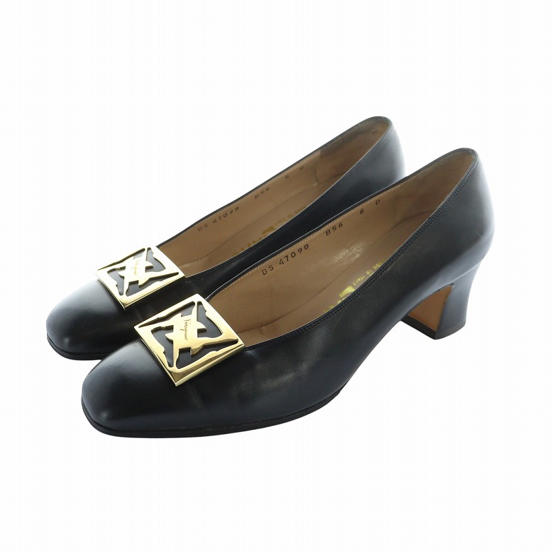 サルヴァトーレフェラガモ Salvatore Ferragamo パンプス チャンキー  