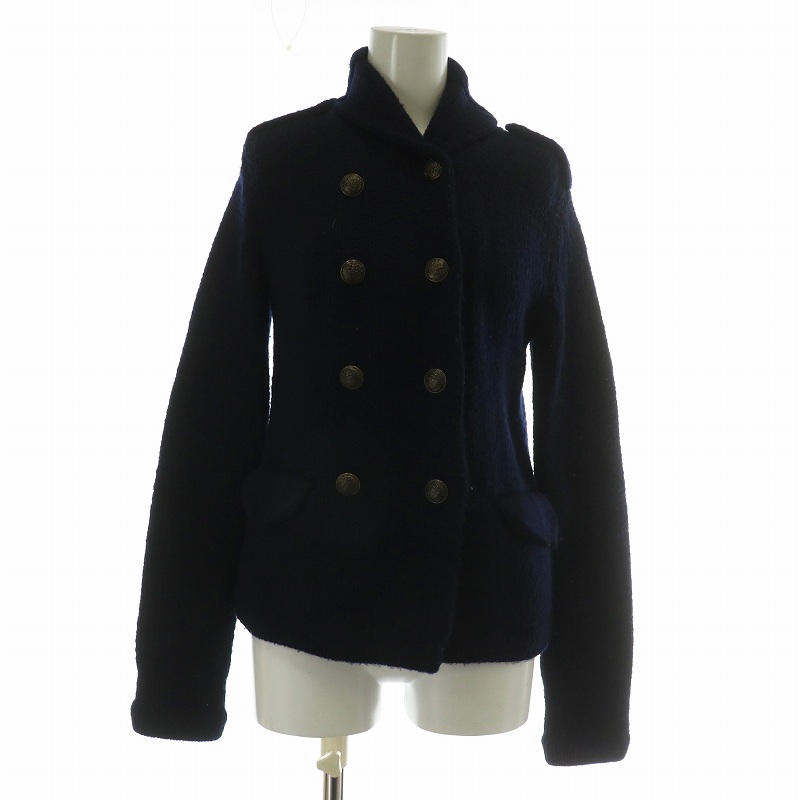 【中古】ラルフローレン RALPH LAUREN ニットジャケット ウール ダブル エポーレット M 紺 ネイビー ラルフローレン RALPH LAUREN ニットジャケット ウール ダブル