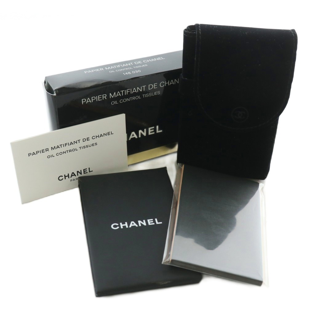 シャネル CHANEL オイル コントロール ティッシュ あぶらとり紙 コスメ 手鏡付き ココマーク 黒 ブラック /XZ ■GY11 レディース