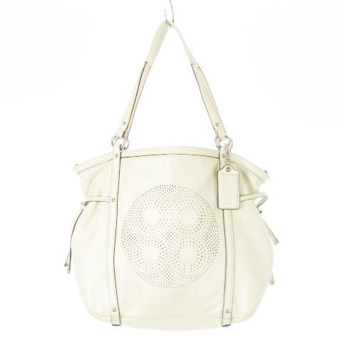 COACH パンチングレザー ハンドバッグ ホワイト COACH パンチング