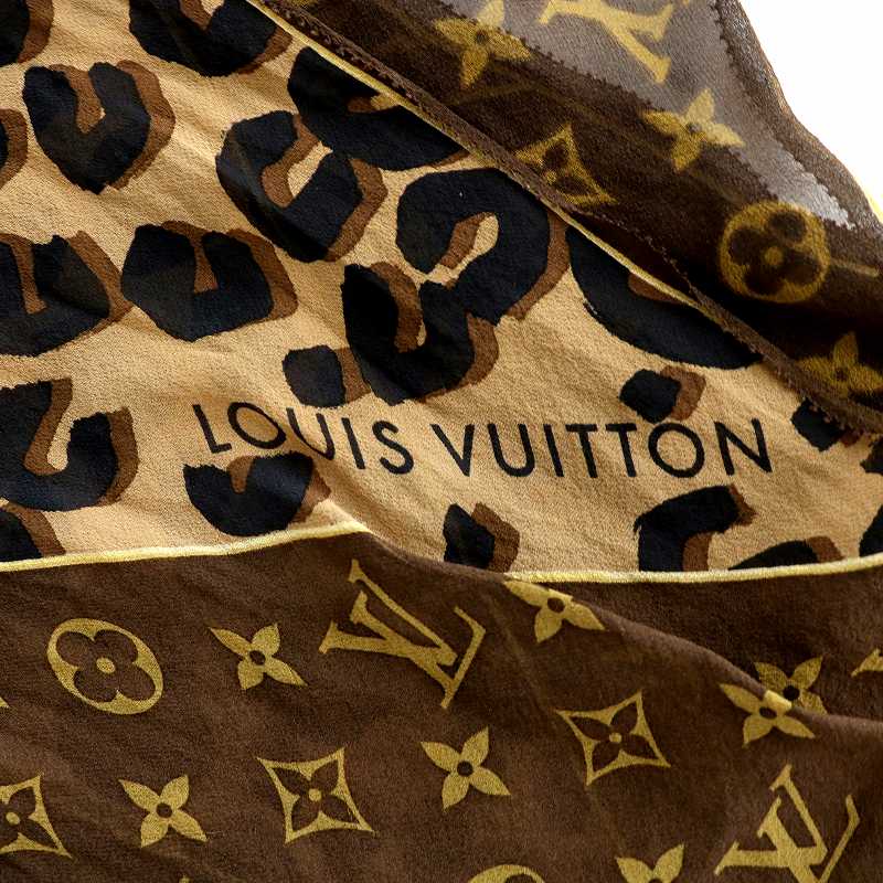 LOUIS VUITTON エシャルプモノグラムレオパード M72123 Louis Vuitton M72123 Silk Scarf Escharpe Monogram Leopard