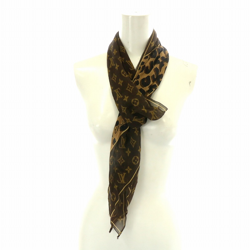 LOUIS VUITTON エシャルプモノグラムレオパード M72123 Louis Vuitton M72123 Silk Scarf Escharpe Monogram Leopard