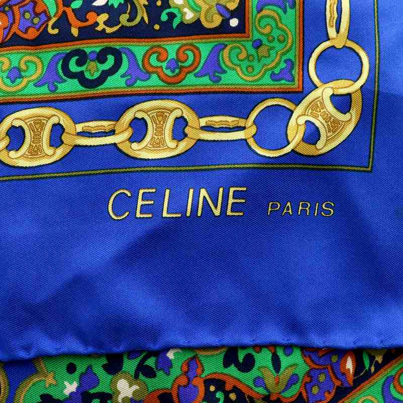 セリーヌ CELINE スカーフ バンダナ ストール シルク 絹 ロゴ 総