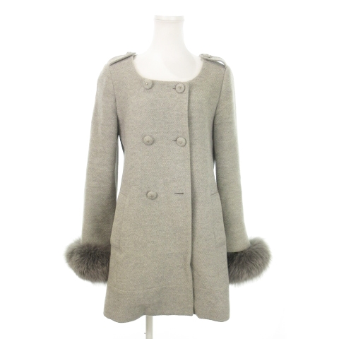 スナイデル SNIDEL ノーカラーコート ミドル丈 ツイード アンゴラ混