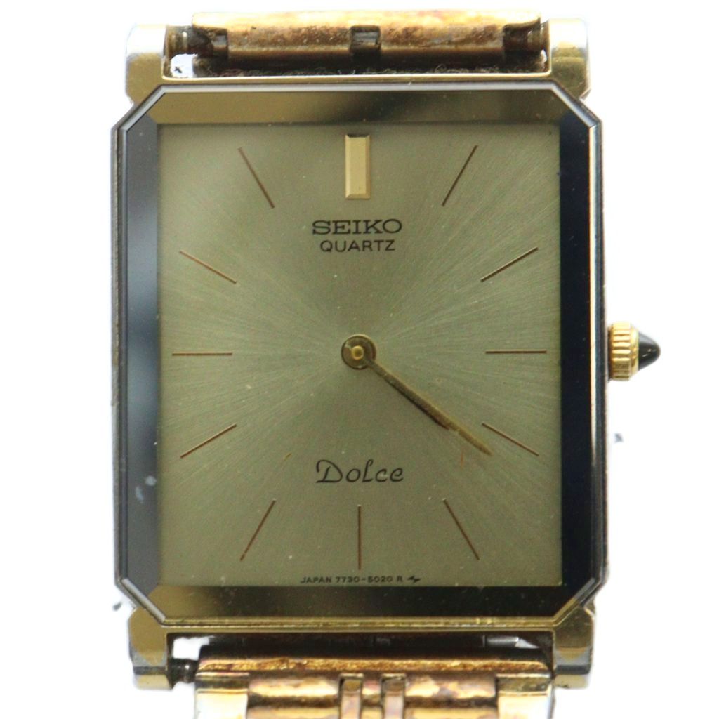 稼働美品 セイコードルチェ メンズ腕時計 スクエア ゴールド 7730-5020 セイコー SEIKO ジャンク品 Dolce ドルチェ 7730-5020 腕時計