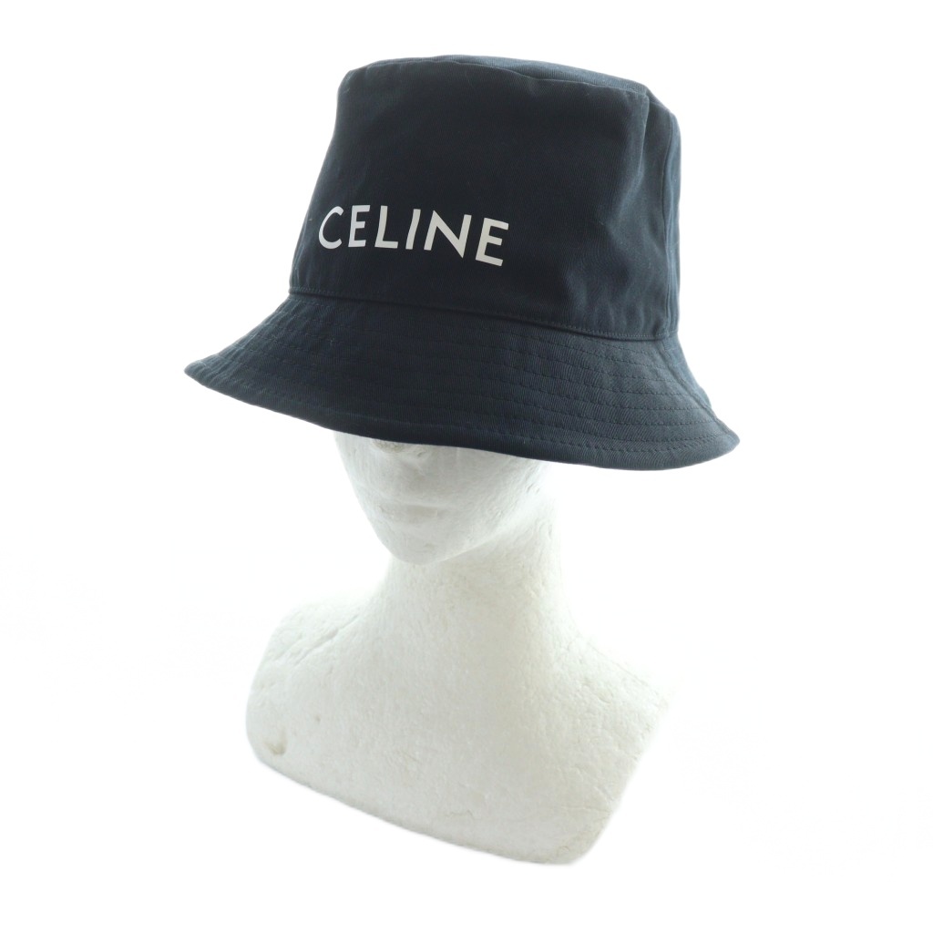 CELINE セリーヌ バケハ ブラック バケットハット Lサイズ 美品】CELINE（セリーヌ） バケットハット Lサイズ 黒 美品】CELINE