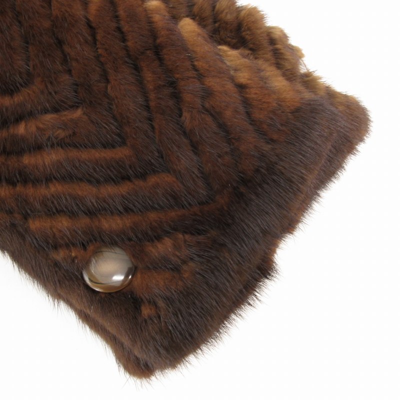 【中古】ノーブランド ミンクファーコート 毛皮 ミドル シェブロンカット 9 茶 ブラウン /GV ■GY18 レディース ノーブランド ミンクファーコート 毛皮 ミドル シェブロンカット 9 茶