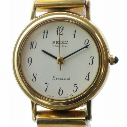 セイコー SEIKO エクセリーヌ 腕時計 ウォッチ クォーツ ロゴ 白文字盤  
