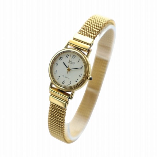セイコー SEIKO エクセリーヌ 腕時計 ウォッチ クォーツ ロゴ 白文字盤  