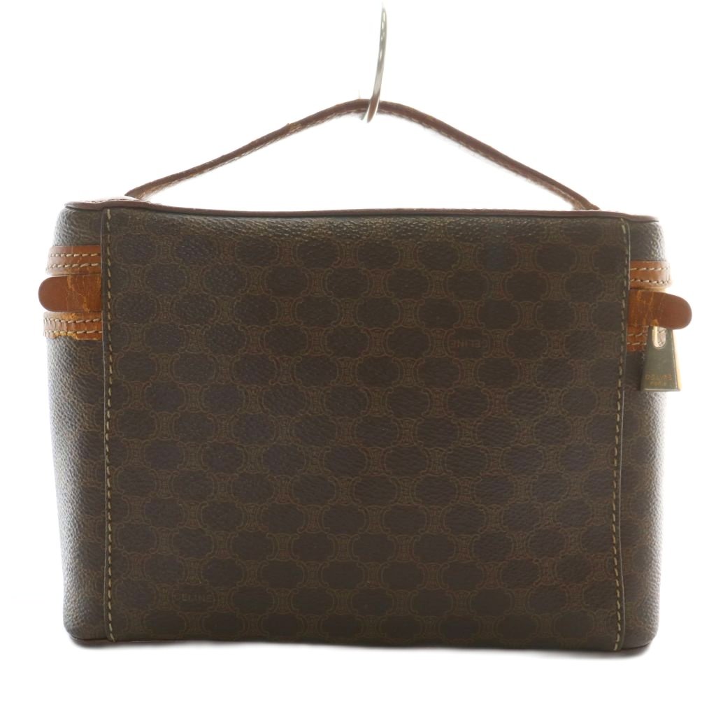 CELINE セリーヌ ハンドバッグ マカダム トリオンフ 総柄 ポーチ 茶 MQ ファッション CELINE セリーヌ ハンドバッグ マカダム