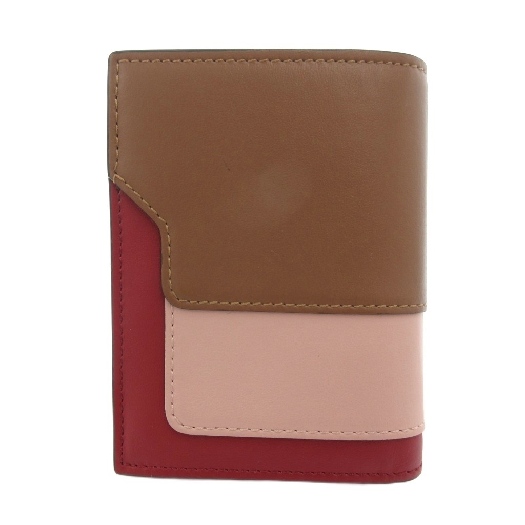 マルニ MARNI 二つ折り財布 ウォレット レザー ロゴ 赤 ボルドー 茶