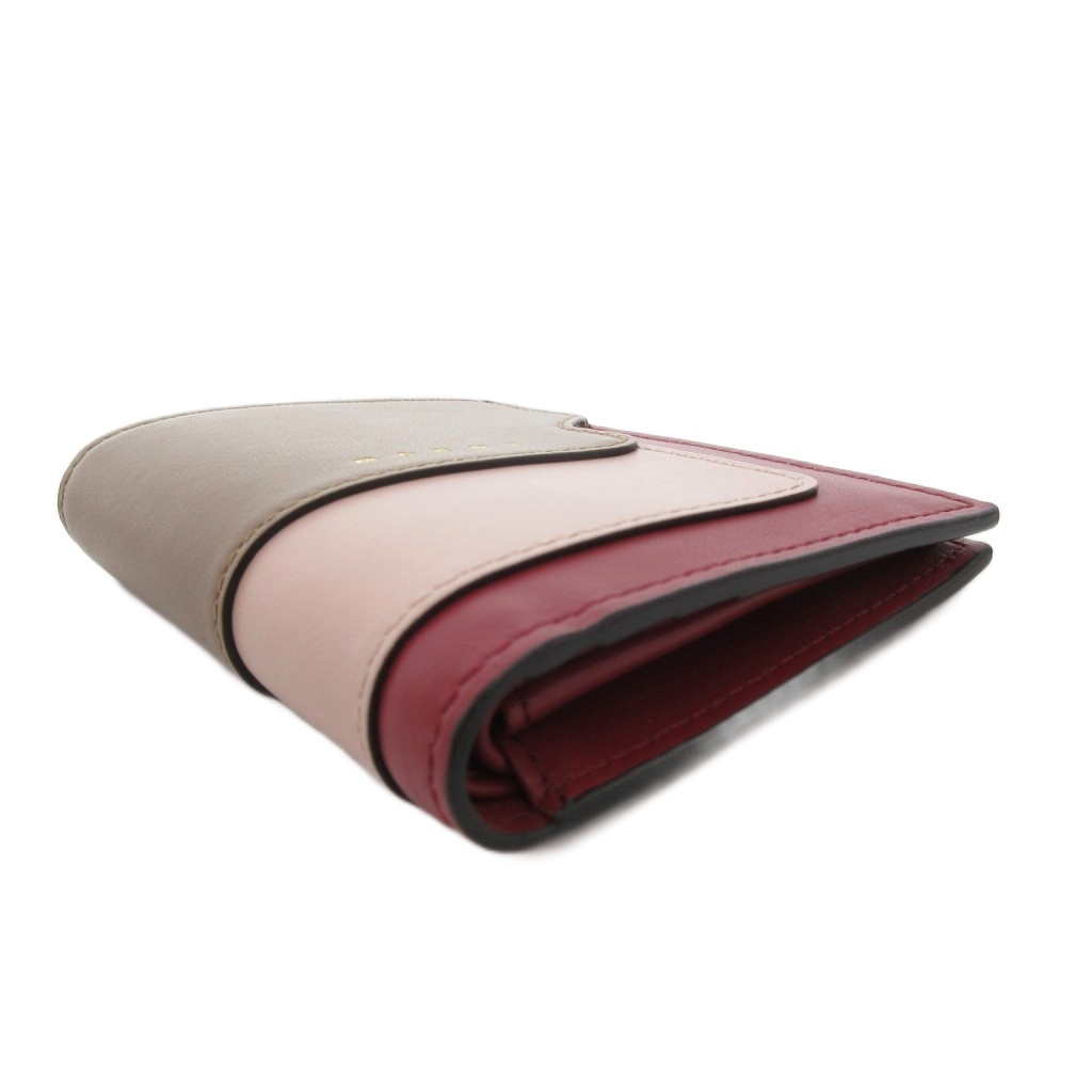 マルニ MARNI 二つ折り財布 ウォレット レザー ロゴ 赤 ボルドー 茶