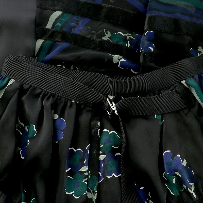 サカイ sacai ラップスカート プリーツ巻き ひざ丈 花柄 シアー 日本製 