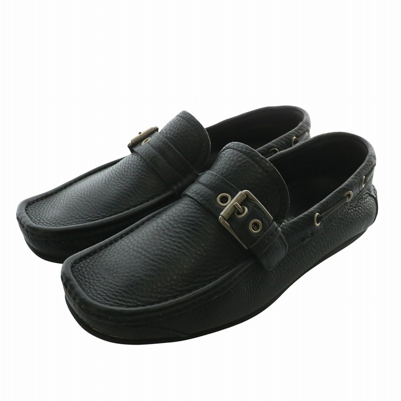 Salvatore Ferragamo ブラック レザー シューズスクウェアトゥ Salvatore Ferragamo ブラック レザー シューズスクウェアトゥ
