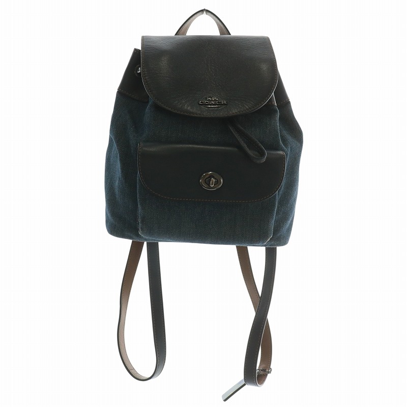 コーチ COACH リュックサック デイバッグ デニム キャンバス レザー